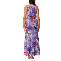 Lavender Palaka Hawaii Aloha Family Matching Tank Maxi Dress and Hawaiian Shirt Koi Pond Mix Orchids LT7 - Polynesian Pride