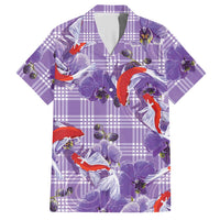 Lavender Palaka Hawaii Aloha Hawaiian Shirt Koi Pond Mix Orchids - Polynesian Pride