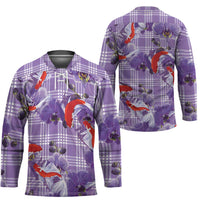 Lavender Palaka Hawaii Aloha Hockey Jersey Koi Pond Mix Orchids - Polynesian Pride
