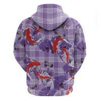 Lavender Palaka Hawaii Aloha Hoodie Koi Pond Mix Orchids - Polynesian Pride