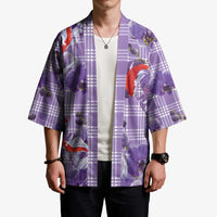 Lavender Palaka Hawaii Aloha Kimono Koi Pond Mix Orchids - Polynesian Pride
