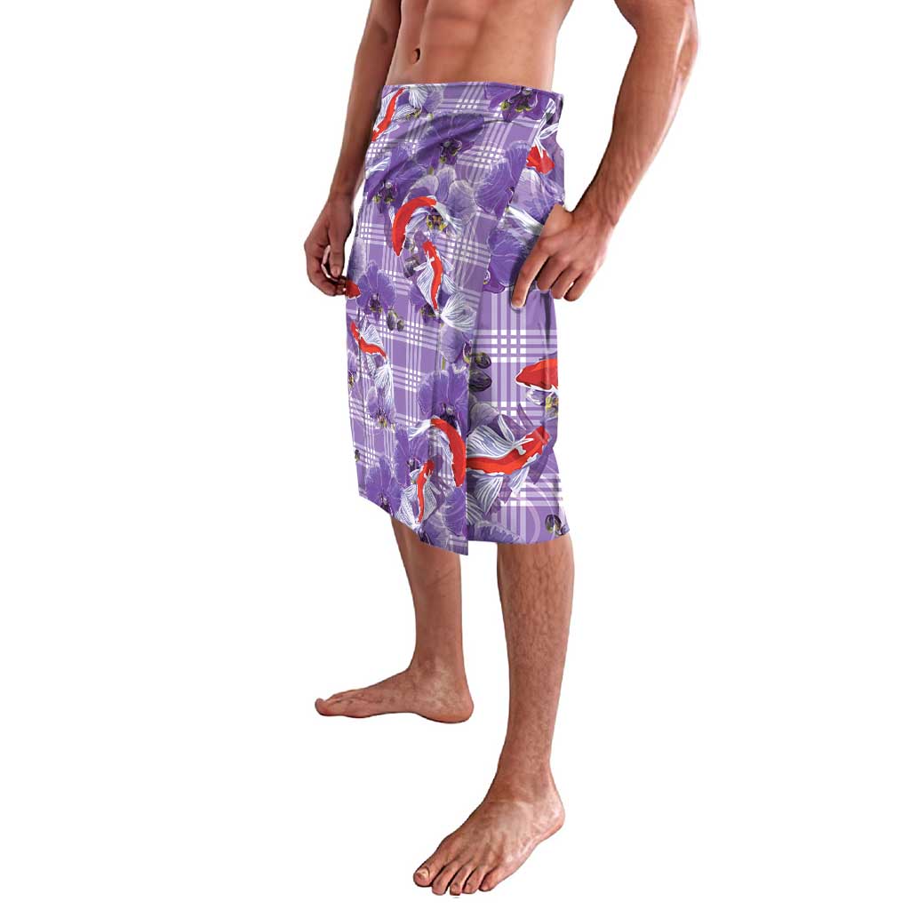 Lavender Palaka Hawaii Aloha Lavalava Koi Pond Mix Orchids - Polynesian Pride