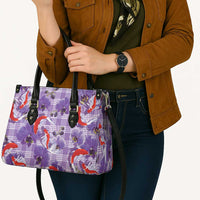 Lavender Palaka Hawaii Aloha Leather Bag Koi Pond Mix Orchids - Polynesian Pride