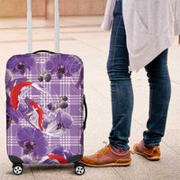 Lavender Palaka Hawaii Aloha Luggage Cover Koi Pond Mix Orchids LT7 Purple - Polynesian Pride