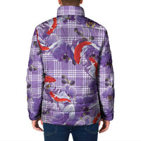 Lavender Palaka Hawaii Aloha Padded Jacket Koi Pond Mix Orchids LT7 - Polynesian Pride