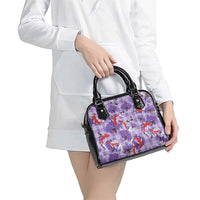 Lavender Palaka Hawaii Aloha Shoulder Handbag Koi Pond Mix Orchids - Polynesian Pride