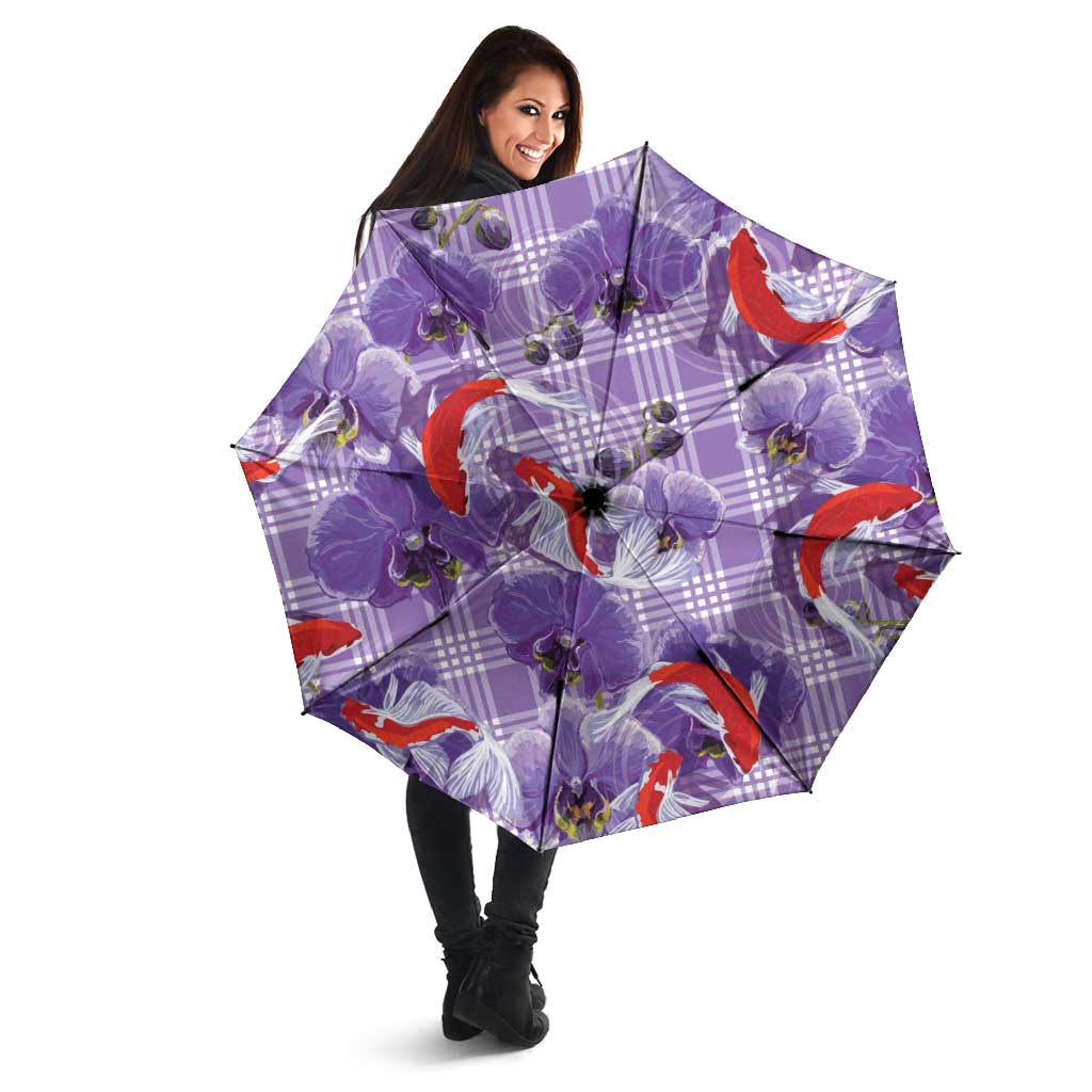 Lavender Palaka Hawaii Aloha Umbrella Koi Pond Mix Orchids - Polynesian Pride