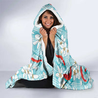 Turquoise Palaka Hawaii Aloha Hooded Blanket Koi Pond Mix Plumeria LT7 - Polynesian Pride