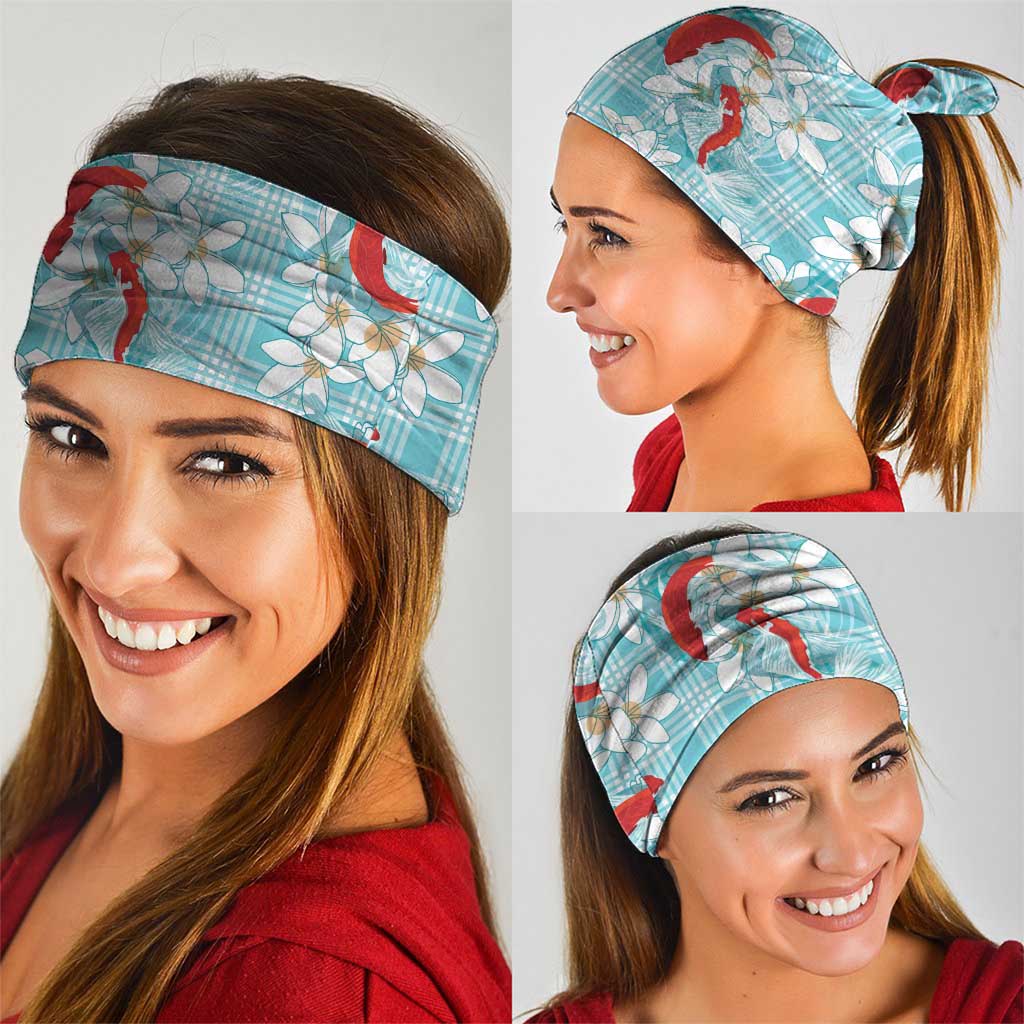 Turquoise Palaka Hawaii Aloha Neck Gaiter Koi Pond Mix Plumeria - Polynesian Pride