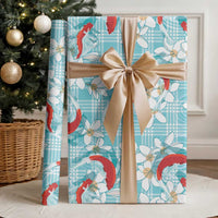 Turquoise Palaka Hawaii Aloha Wrapping Paper Koi Pond Mix Plumeria