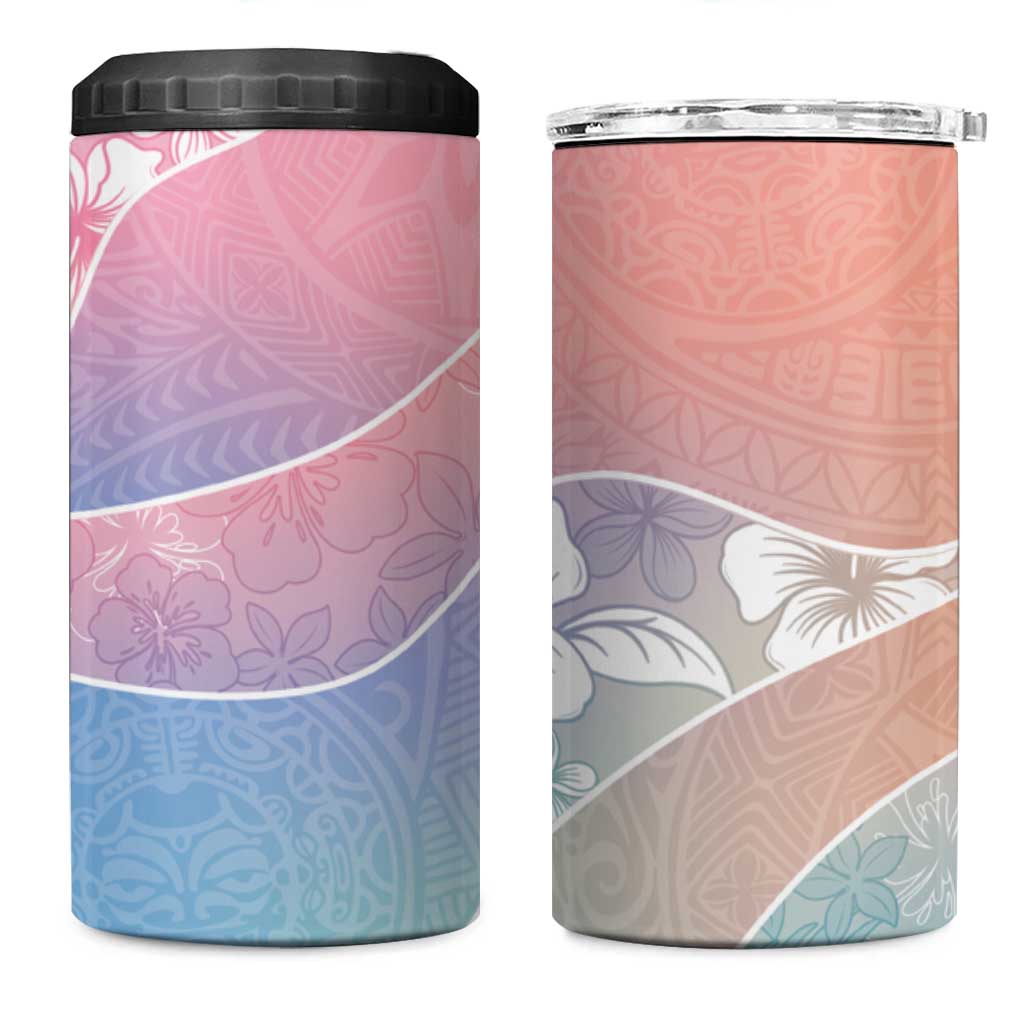 Aloha Hawaii Floral Tapa 4 in 1 Can Cooler Tumbler Patchwork Pastel Candy - Polynesian Pride