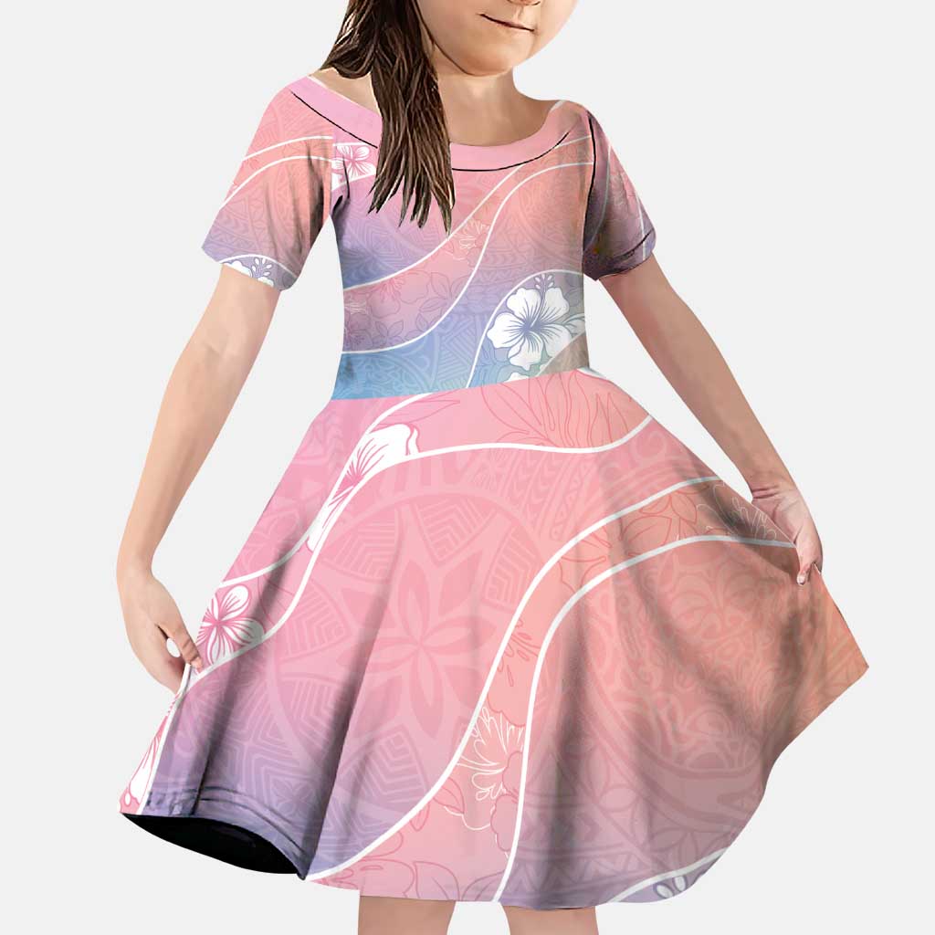 Aloha Hawaii Floral Tapa Family Matching Off Shoulder Maxi Dress and Hawaiian Shirt Patchwork Pastel Candy - Polynesian Pride
