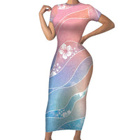 Aloha Hawaii Floral Tapa Family Matching Short Sleeve Bodycon Dress and Hawaiian Shirt Patchwork Pastel Candy - Polynesian Pride