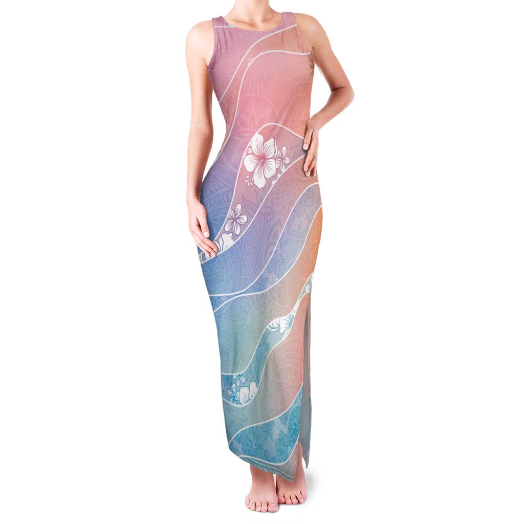 Aloha Hawaii Floral Tapa Family Matching Tank Maxi Dress and Hawaiian Shirt Patchwork Pastel Candy - Polynesian Pride