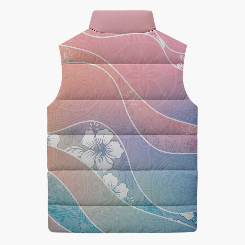 Aloha Hawaii Floral Tapa Sleeveless Puffer Jacket Patchwork Pastel Candy - Polynesian Pride