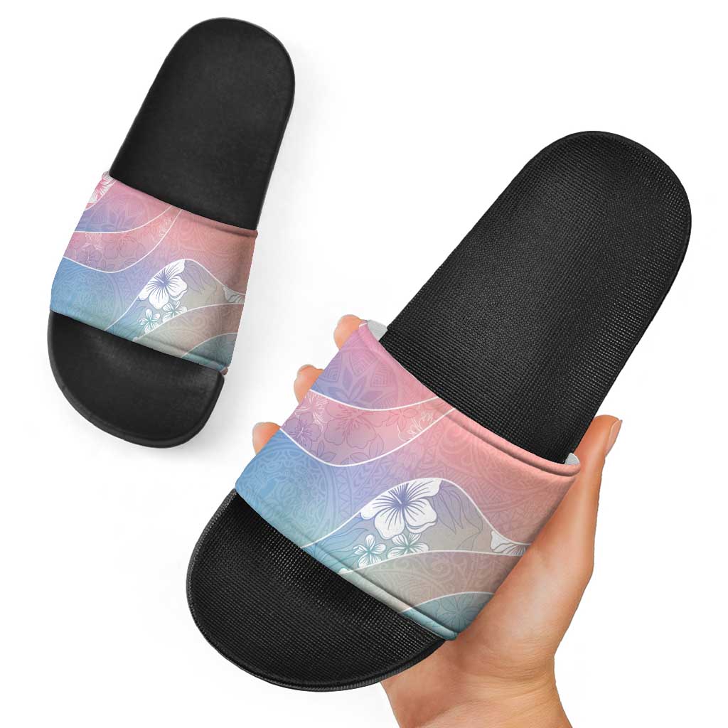 Aloha Hawaii Floral Tapa Slide Sandals Patchwork Pastel Candy - Polynesian Pride