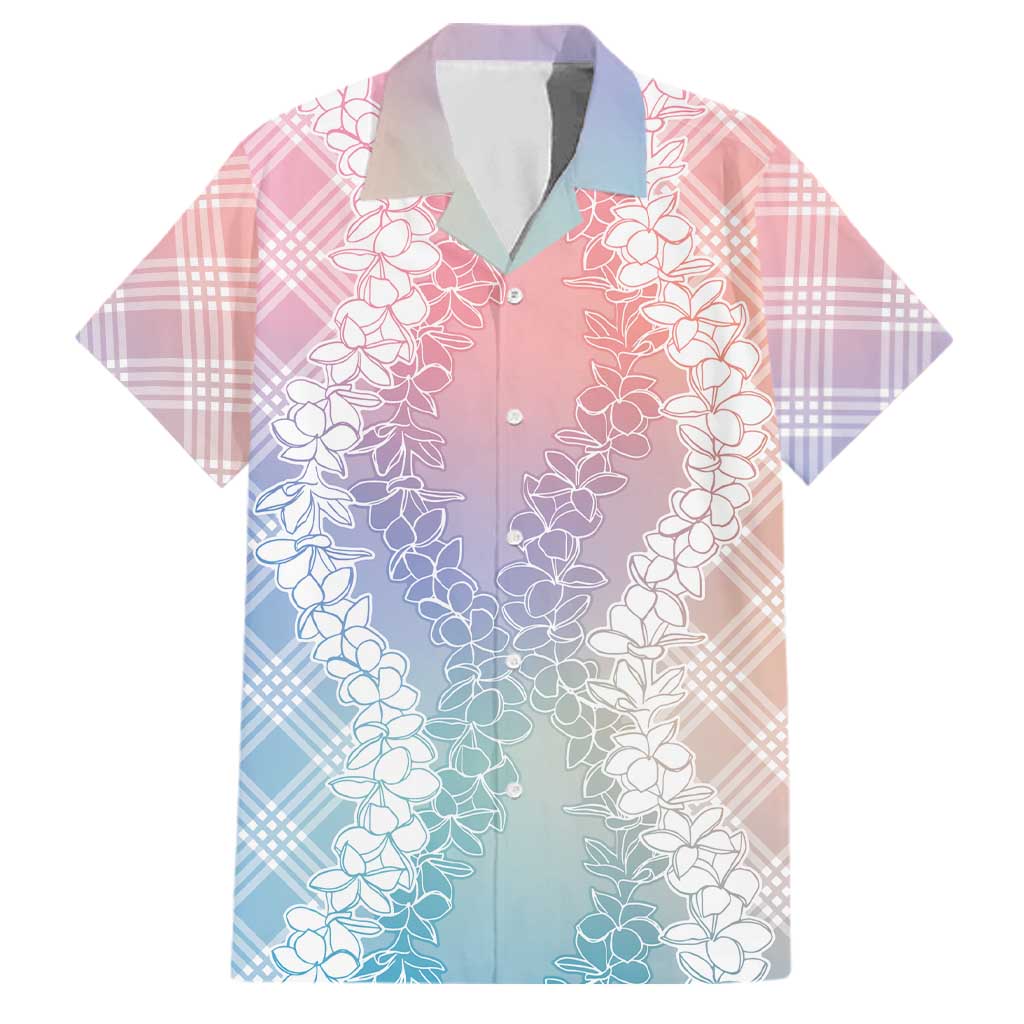 Hawaii Aloha Plumeria Lei Pastel Candy Palaka Family Matching Off The Shoulder Long Sleeve Dress and Hawaiian Shirt LT7 Dad's Shirt - Short Sleeve Pastel - Polynesian Pride