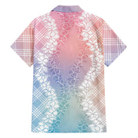 Hawaii Aloha Plumeria Lei Pastel Candy Palaka Family Matching Off Shoulder Maxi Dress and Hawaiian Shirt LT7 - Polynesian Pride