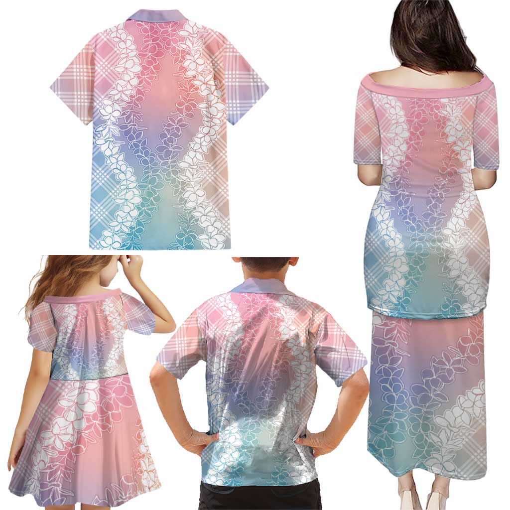 Hawaii Aloha Plumeria Lei Pastel Candy Palaka Family Matching Puletasi and Hawaiian Shirt - Polynesian Pride