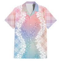 Hawaii Aloha Plumeria Lei Pastel Candy Palaka Family Matching Short Sleeve Bodycon Dress and Hawaiian Shirt LT7 Dad's Shirt - Short Sleeve Pastel - Polynesian Pride