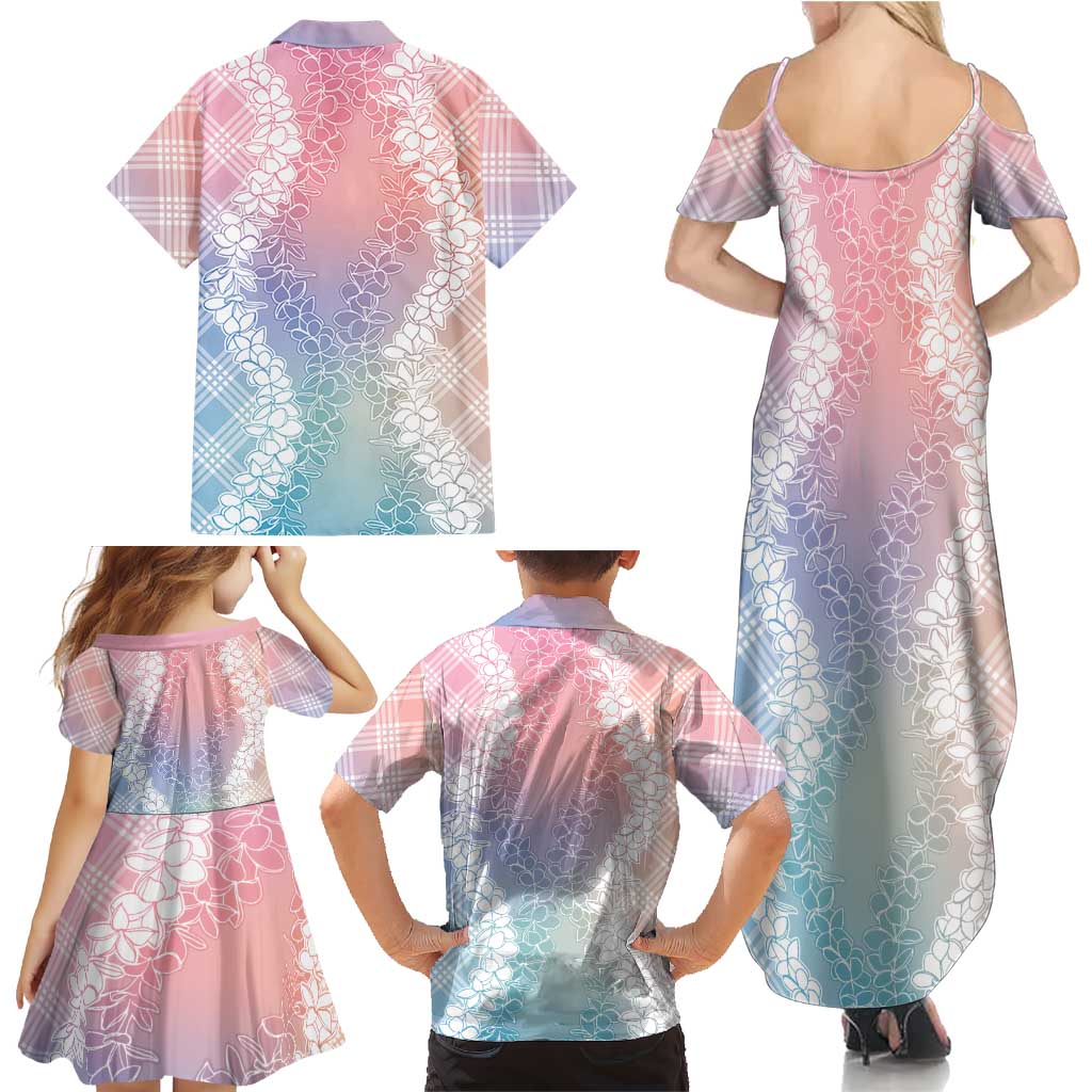 Hawaii Aloha Plumeria Lei Pastel Candy Palaka Family Matching Summer Maxi Dress and Hawaiian Shirt LT7 - Polynesian Pride