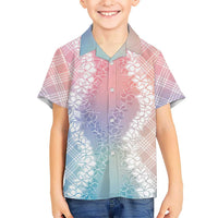 Hawaii Aloha Plumeria Lei Pastel Candy Palaka Family Matching Summer Maxi Dress and Hawaiian Shirt LT7 Son's Shirt Pastel - Polynesian Pride