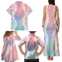Hawaii Aloha Plumeria Lei Pastel Candy Palaka Family Matching Tank Maxi Dress and Hawaiian Shirt LT7 - Polynesian Pride