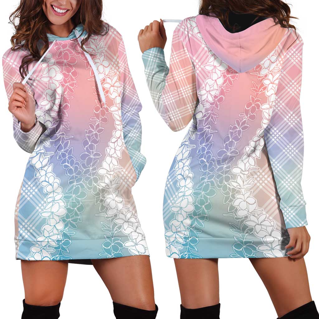 Hawaii Aloha Plumeria Lei Pastel Candy Palaka Hoodie Dress - Polynesian Pride