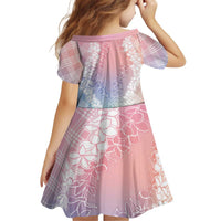 Hawaii Aloha Plumeria Lei Pastel Candy Palaka Kid Short Sleeve Dress - Polynesian Pride
