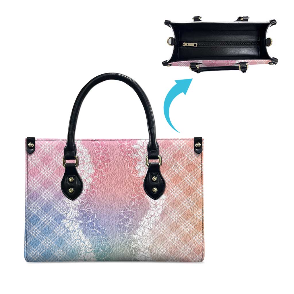 Hawaii Aloha Plumeria Lei Pastel Candy Palaka Leather Bag - Polynesian Pride