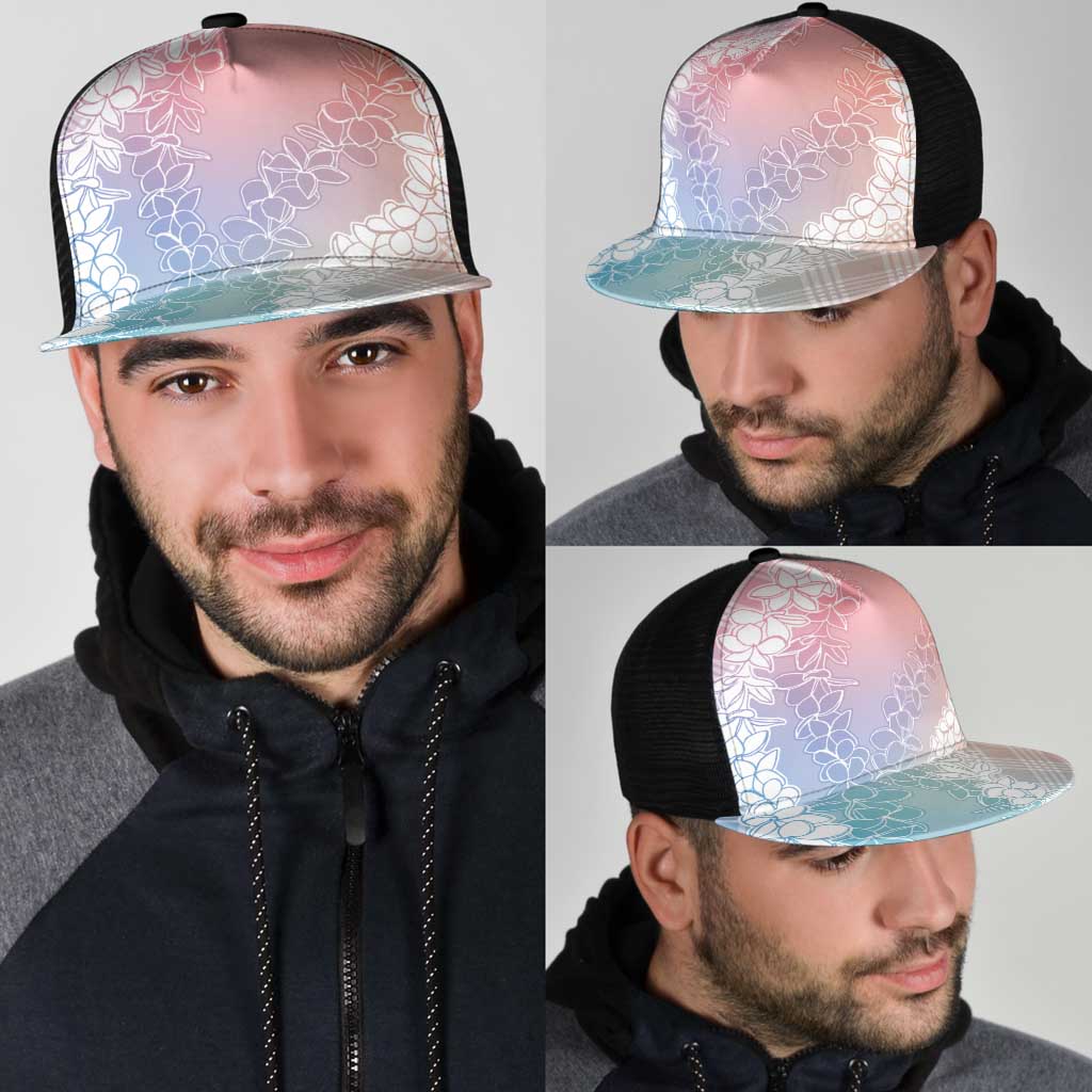 Hawaii Aloha Plumeria Lei Pastel Candy Palaka Mesh Trucker Cap - Polynesian Pride