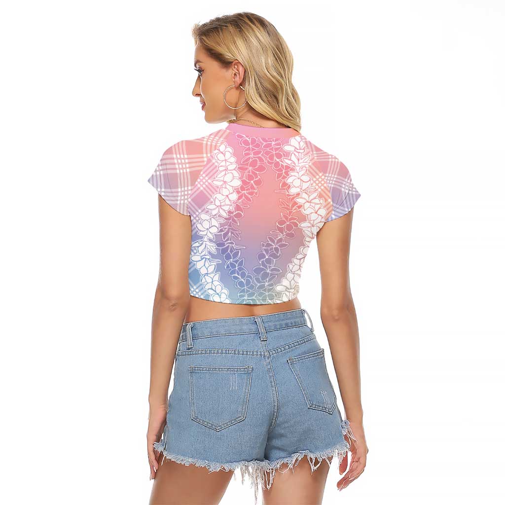 Hawaii Aloha Plumeria Lei Pastel Candy Palaka Raglan Cropped T Shirt - Polynesian Pride