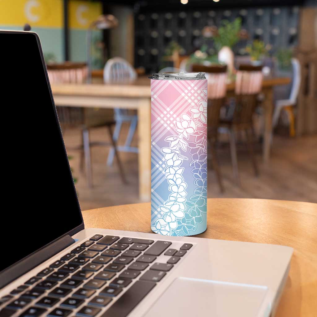Hawaii Aloha Plumeria Lei Pastel Candy Palaka Skinny Tumbler - Polynesian Pride