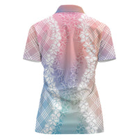 Hawaii Aloha Plumeria Lei Pastel Candy Palaka Women Polo Shirt LT7 - Polynesian Pride