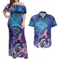 New Zealand Mother's Day Couples Matching Off Shoulder Maxi Dress and Hawaiian Shirt Maori Hari Ra Mama LT7 Galaxy - Polynesian Pride