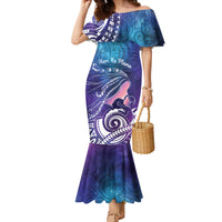 New Zealand Mother's Day Family Matching Mermaid Dress and Hawaiian Shirt Maori Hari Ra Mama LT7 Mom's Dress Galaxy - Polynesian Pride
