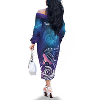New Zealand Mother's Day Family Matching Off The Shoulder Long Sleeve Dress and Hawaiian Shirt Maori Hari Ra Mama LT7 - Polynesian Pride