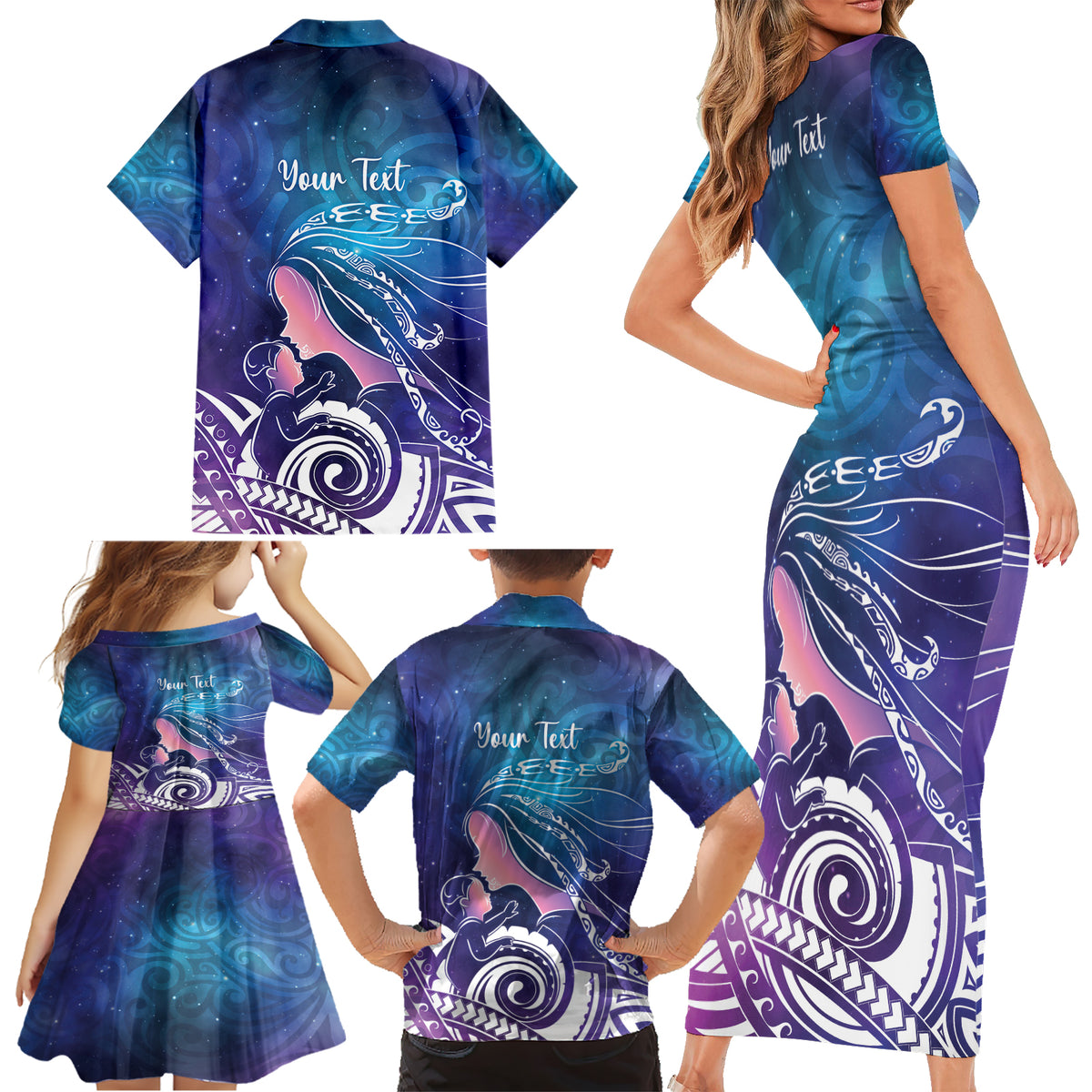 New Zealand Mother's Day Family Matching Short Sleeve Bodycon Dress and Hawaiian Shirt Maori Hari Ra Mama LT7 - Polynesian Pride