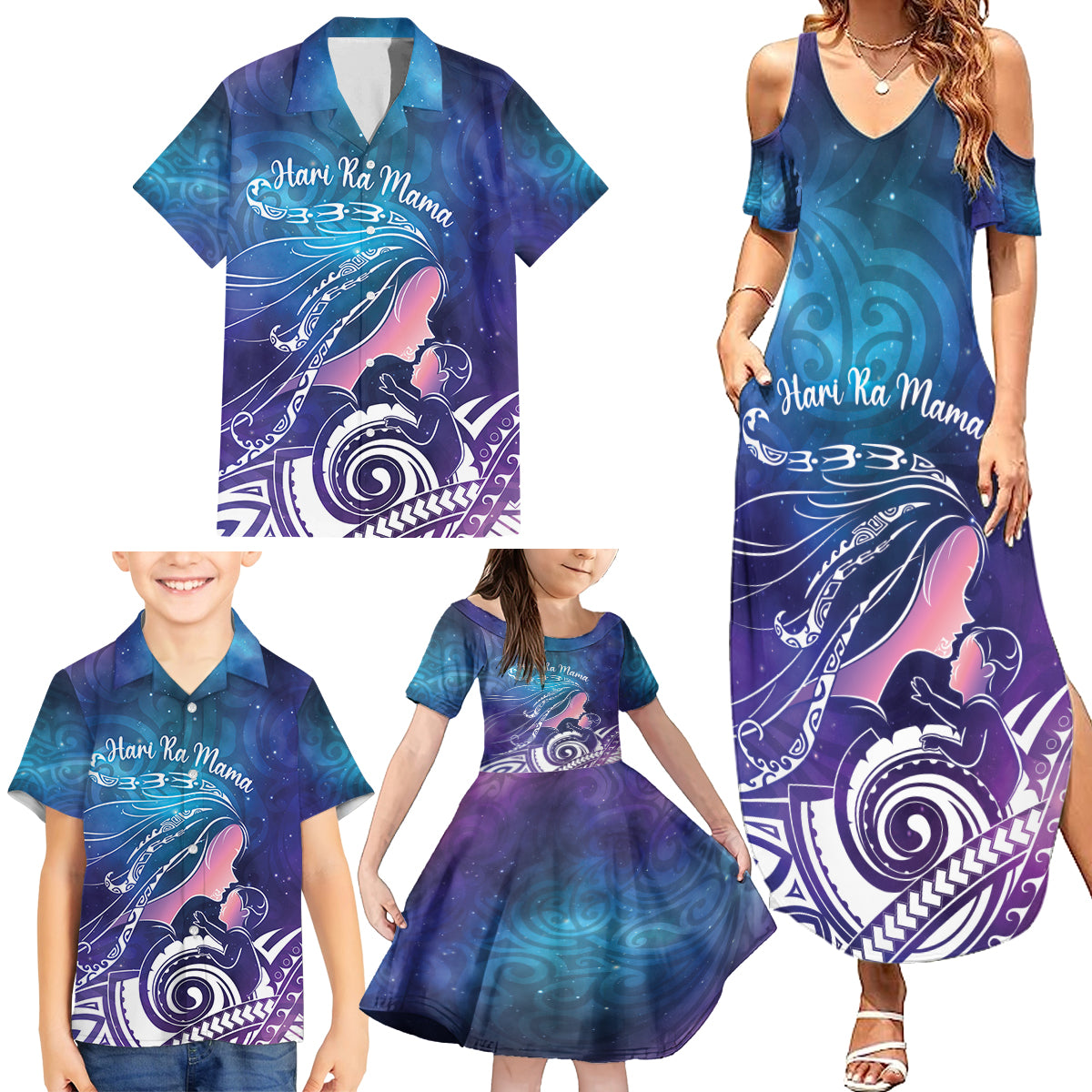 New Zealand Mother's Day Family Matching Summer Maxi Dress and Hawaiian Shirt Maori Hari Ra Mama LT7 - Polynesian Pride
