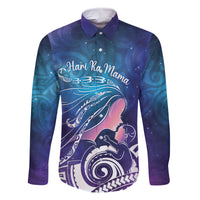 New Zealand Mother's Day Family Matching Summer Maxi Dress and Hawaiian Shirt Maori Hari Ra Mama LT7 Dad's Shirt - Long Sleeve Galaxy - Polynesian Pride
