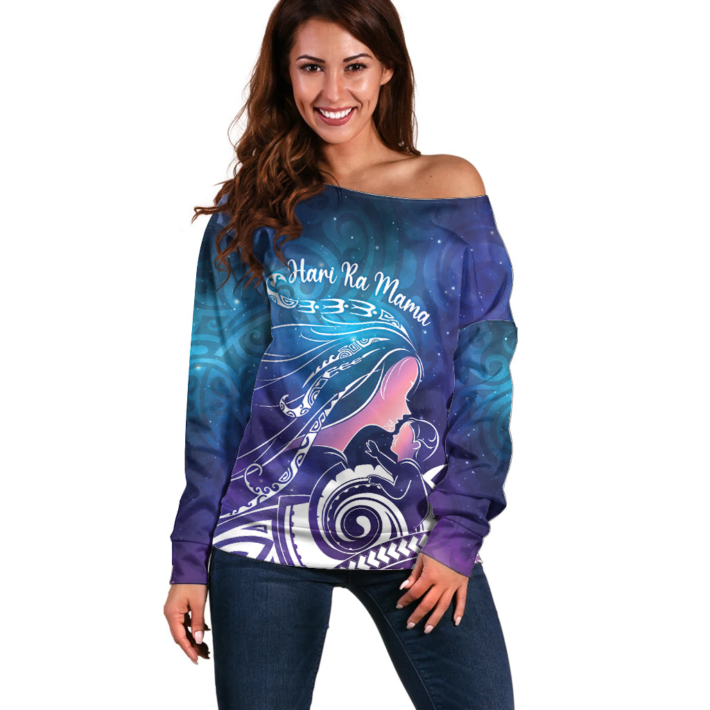 New Zealand Mother's Day Off Shoulder Sweater Maori Hari Ra Mama