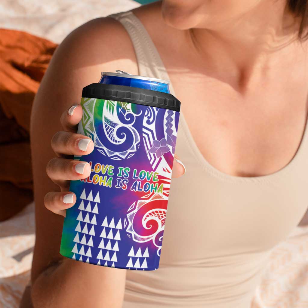 Aloha Pride Rainbow Tie Dye 4 in 1 Can Cooler Tumbler Humpback Whale - Love is Love