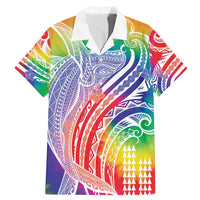 Aloha Pride Rainbow Tie Dye Family Matching Mermaid Dress and Hawaiian Shirt Humpback Whale - Love is Love LT7 Dad's Shirt - Short Sleeve Colorful - Polynesian Pride