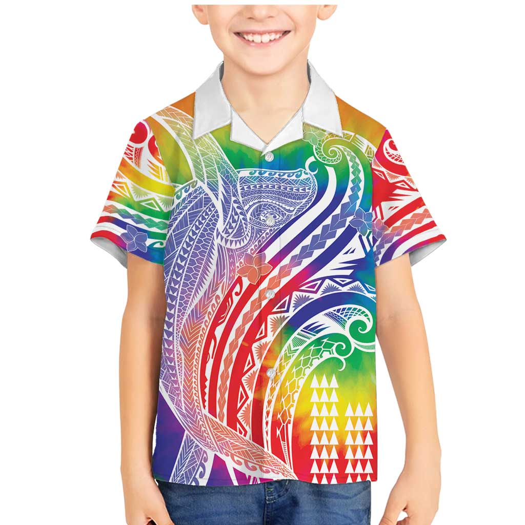 Aloha Pride Rainbow Tie Dye Family Matching Mermaid Dress and Hawaiian Shirt Humpback Whale - Love is Love LT7 Son's Shirt Colorful - Polynesian Pride