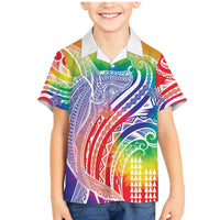 Aloha Pride Rainbow Tie Dye Family Matching Mermaid Dress and Hawaiian Shirt Humpback Whale - Love is Love LT7 Son's Shirt Colorful - Polynesian Pride