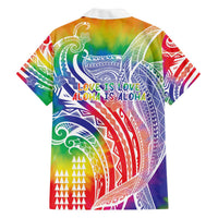 Aloha Pride Rainbow Tie Dye Family Matching Off The Shoulder Long Sleeve Dress and Hawaiian Shirt Humpback Whale - Love is Love LT7 - Polynesian Pride