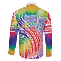 Aloha Pride Rainbow Tie Dye Family Matching Off The Shoulder Long Sleeve Dress and Hawaiian Shirt Humpback Whale - Love is Love LT7 - Polynesian Pride