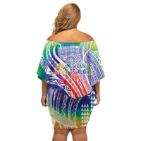 Aloha Pride Rainbow Tie Dye Family Matching Off Shoulder Short Dress and Hawaiian Shirt Humpback Whale - Love is Love LT7 - Polynesian Pride