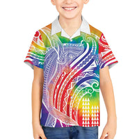 Aloha Pride Rainbow Tie Dye Family Matching Off Shoulder Short Dress and Hawaiian Shirt Humpback Whale - Love is Love LT7 Son's Shirt Colorful - Polynesian Pride