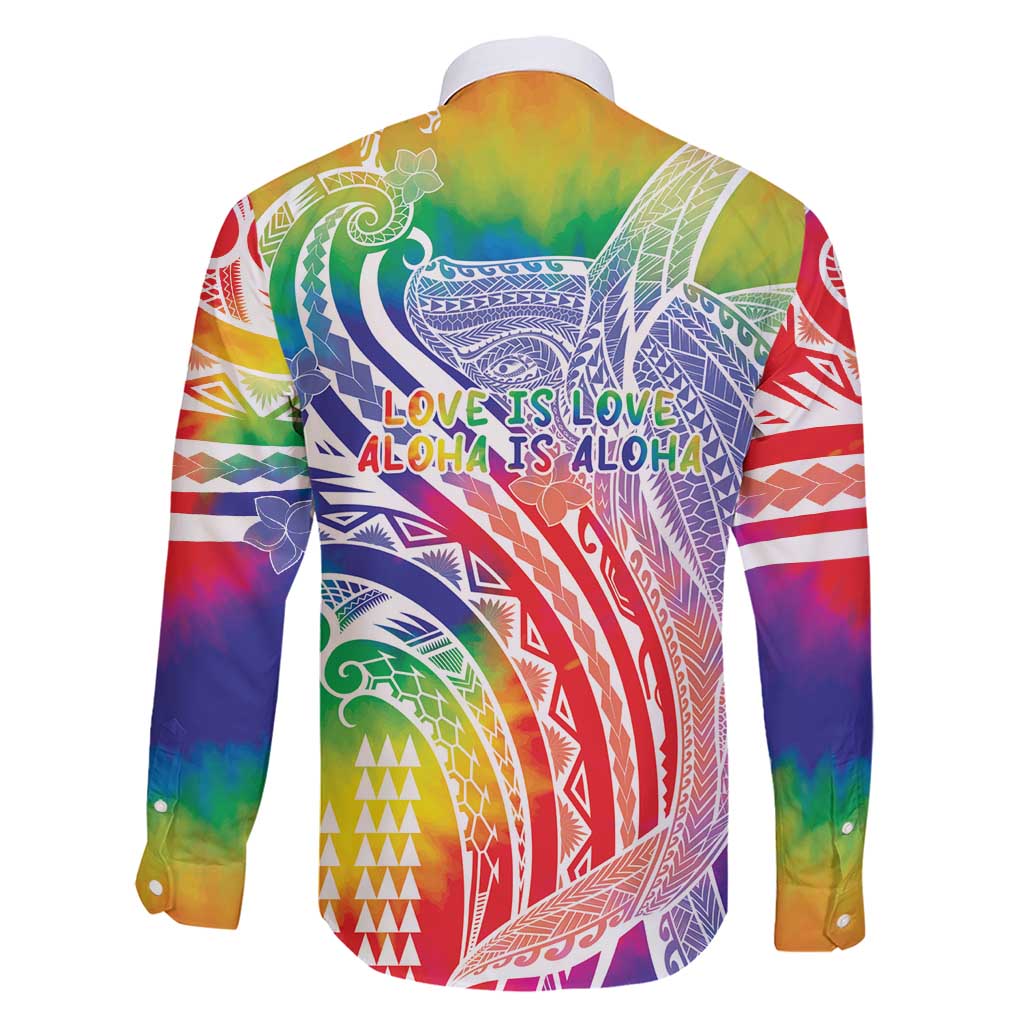Aloha Pride Rainbow Tie Dye Family Matching Short Sleeve Bodycon Dress and Hawaiian Shirt Humpback Whale - Love is Love LT7 - Polynesian Pride